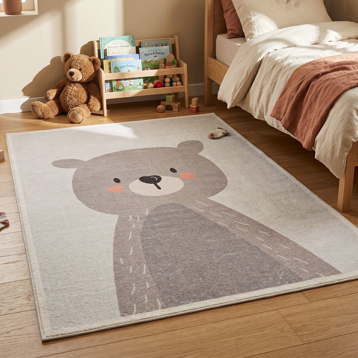 Little Olly Wasbaar Kindervloerkleed Simba Bear Beige 80 x 150 cm