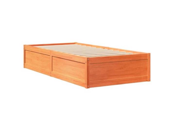 KTHLBRH Bett 90 x 200 cm Kiefernholz Braun Wachs Stabiler Rahmen, Latten enthalten, modernes Design, Montage erforderlich