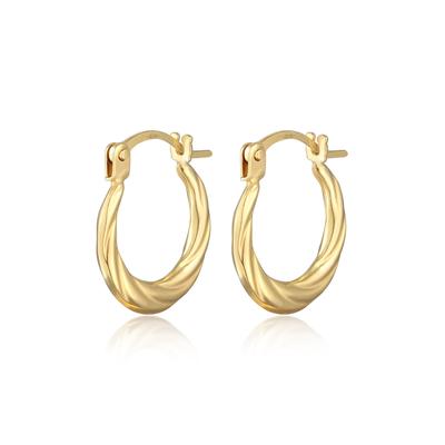 Paar Creolen ELLI PREMIUM "Ohrringe Creolen gedreht Bügelverschluß 375er Gelbgold" Gr. 14, gold, Ohrringe, Damen, 14, Gelbgold 375