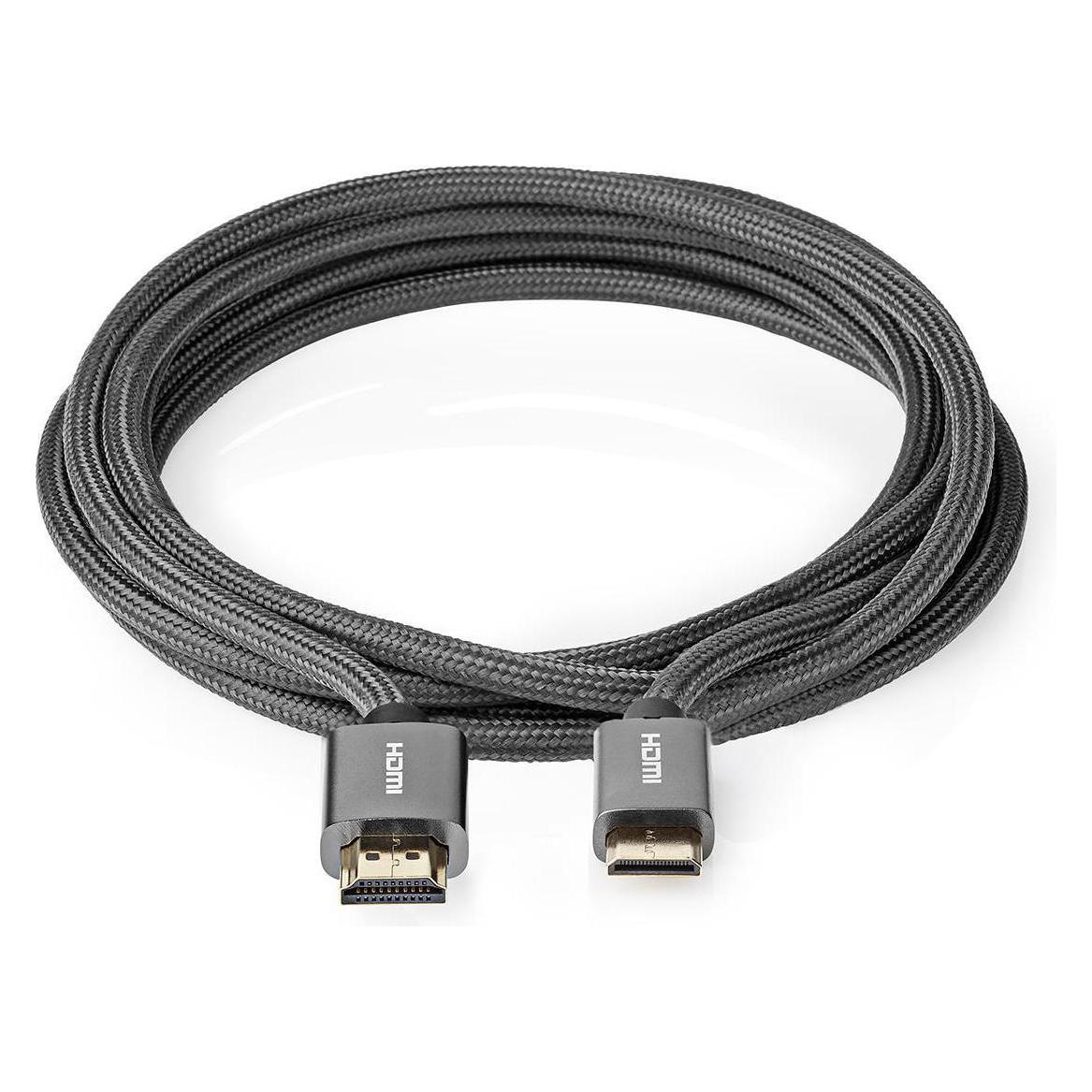 Nedis High Speed??HDMI T Kabel mit Ethernet HDMIT Stecker HDMIT Mini Stecker 4K@60Hz 18 Gbps 2.00 m (2 m) (CVTB34500GY20)