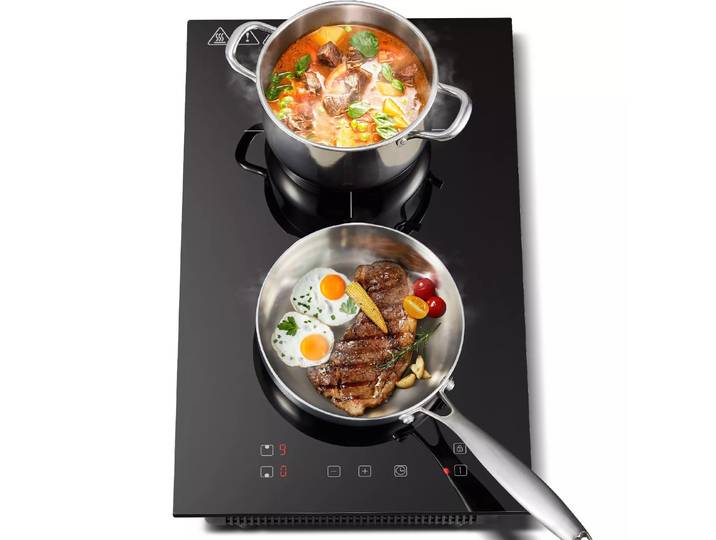 KICHPOWER 30cm 2 plaques 1-99 Min Min Min Min Min Timer Touch Control 3300W Plaque de cuisson à induction