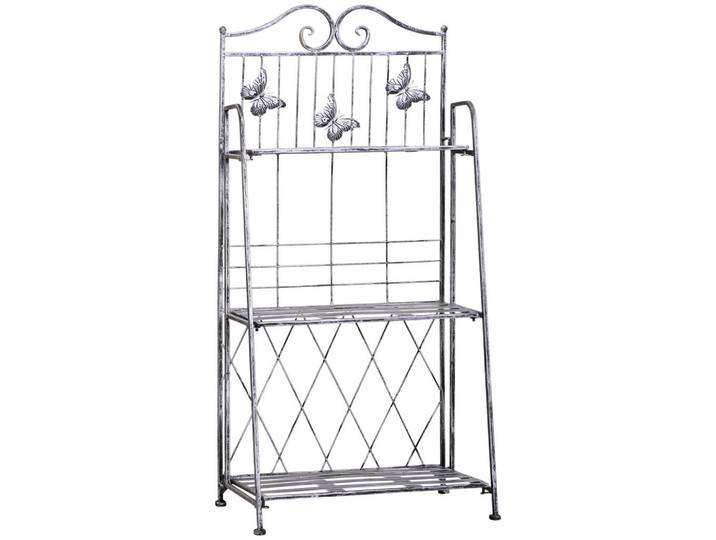 Outsunny Pflanzregal, Metall, Grau, 25x96x44 cm, Wohnzimmer, Wohnzimmertische, Blumenständer