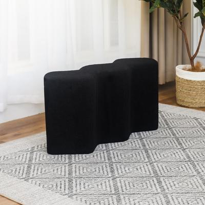 "Adeco 35"" Long Ottoman Bench Velvet Polygon Foot Stool"