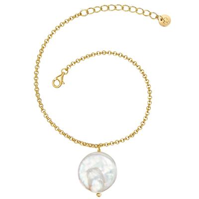 Gliederarmband GLANZSTÜCKE MÜNCHEN "GSM1575", gold (gelbgold), Armbänder, Damen, Gliederarmband, aus Sterling silber