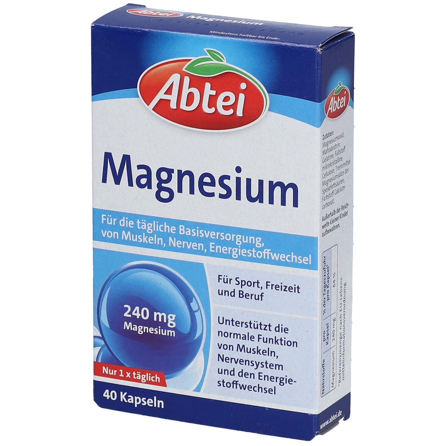 Abtei Magnesium 240 mg Kaps.Titandioxidfrei De/At 40 St Kapseln