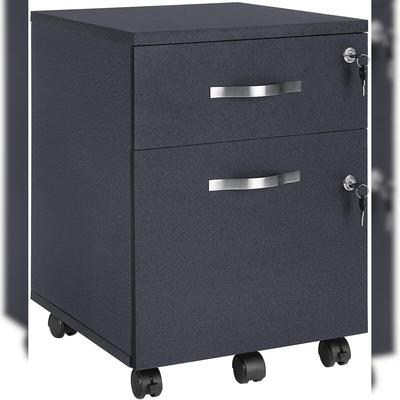 Helloshop26 - Bürocontainer Rollcontainer Aktenvernichter Aktenschrank Unterschrank 2 Schubladen 54,5 cm für Hängeregister schwarz