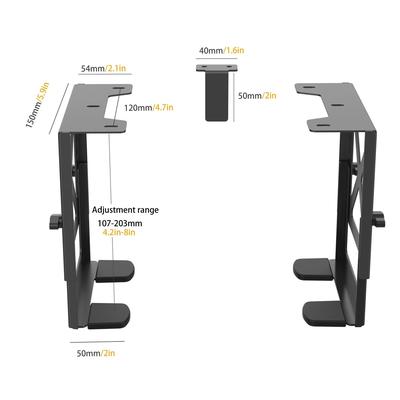 Adjustable Under Desk PC And NAS Mount Bracket Holder black
