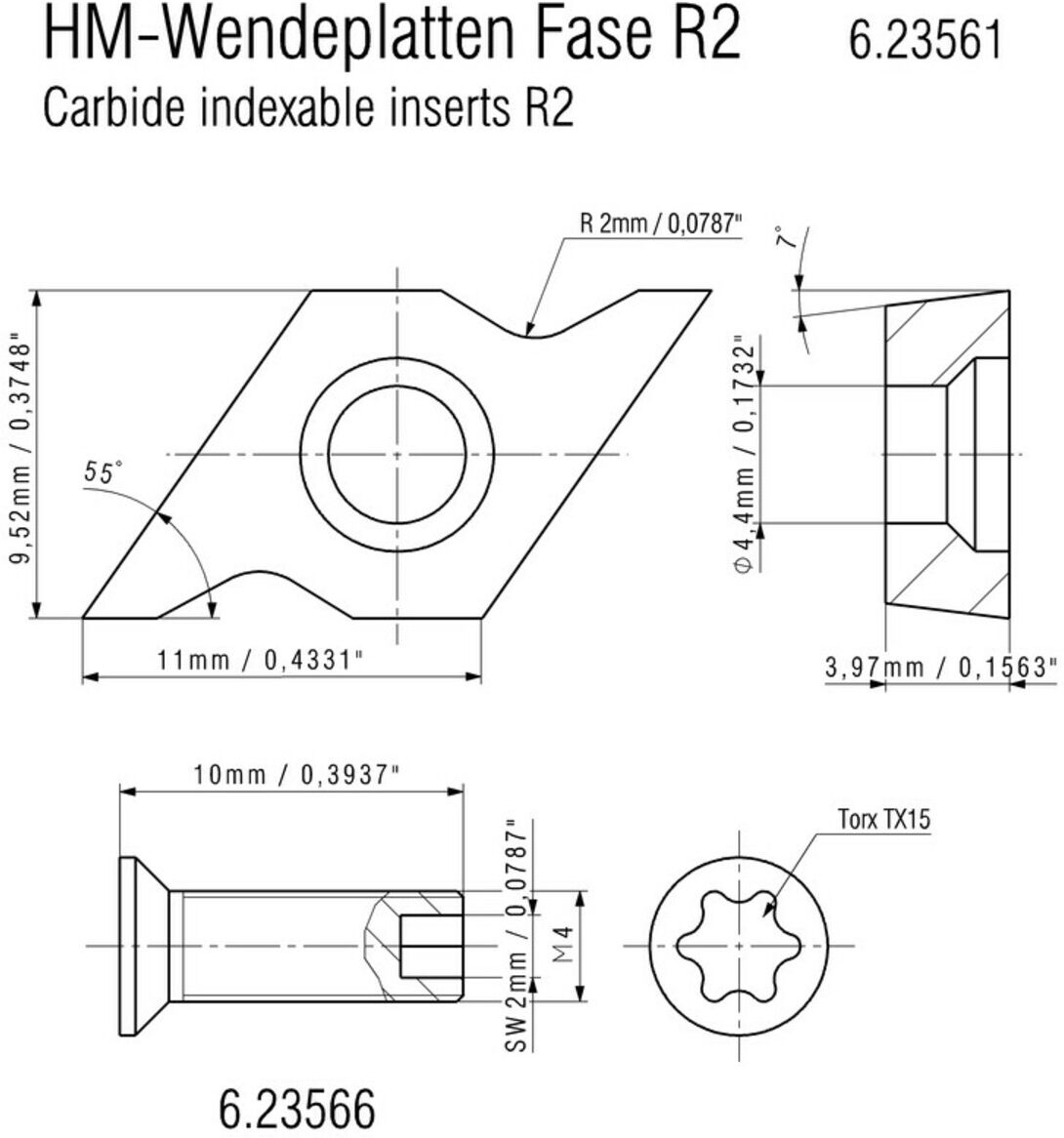 Metabo 10 Hartmetall-Wendeplatten R2 , Radius 2 (623561000)