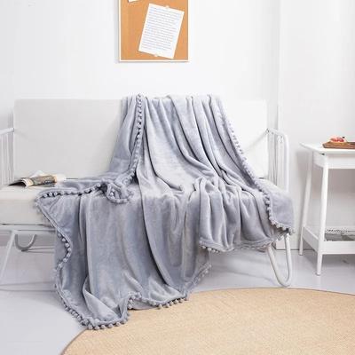 Uplift Picks Christmas Green Fleece Throw Blanket With Pom Fringe gray 130x150 Cm