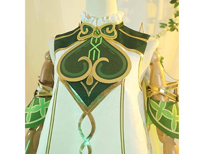 PUYYDS Spiel Genshin Impact Nahida Cosplay Sumeru Lesser Lord Kusanali Cosplay Perücke Minikleid Lolita Kleidung Halloween Party Kostüme