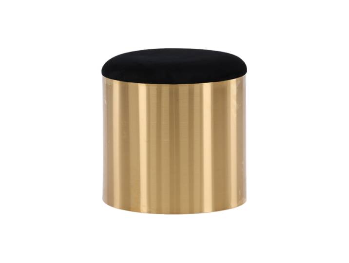 Stilvoller Pouf „Glam“ Ø 45 cm Samt Gold, Schwarz VE DESIGN