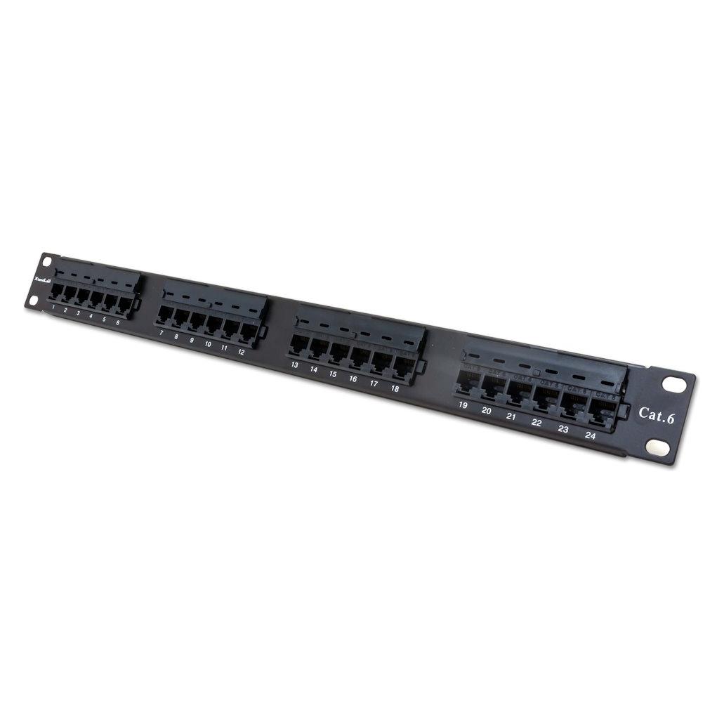 XtendLan Patch panel 19" / 24 portů / Cat6 / pozlacené kontakty / 110 (PP19-24C6U)