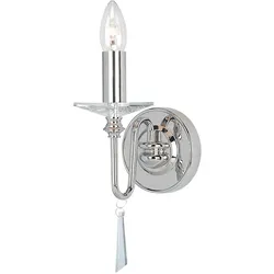 Wandlampe Leuchte Wandkronleuchter 1 flammig Kristall Flurleuchte nickel poliert