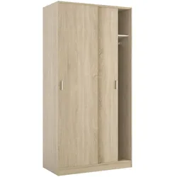 Dmora Garderobe Lansing, Schlafzimmer Kleiderschrank mit 2 Schiebetüren, Schrank mit Regal und Kleiderbügelstange, 100x50h200 cm, Eiche