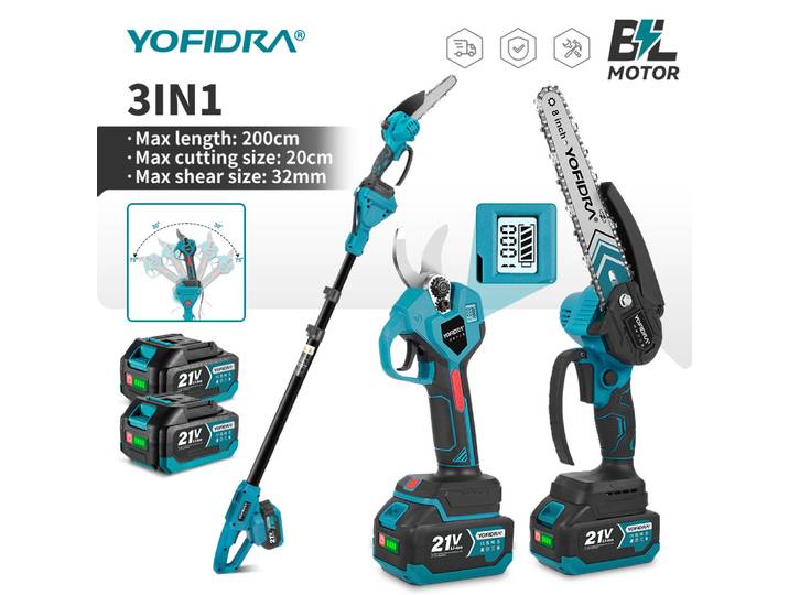 Sécateur électrique télescopique sans balais YOFIDRA, 8 pouces, 32 mm, pour batterie Makita 18-21V