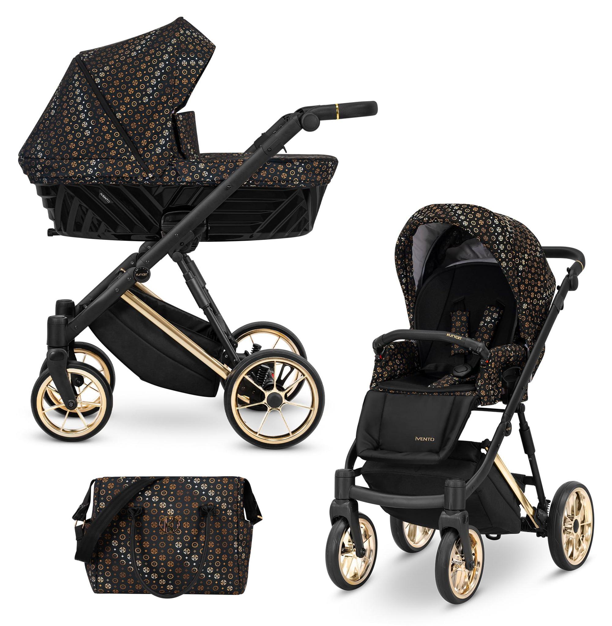 Kinderwagen Kunert Ivento Premium 2in1 - goldene Rahmenfarbe - Farbe: Black Style