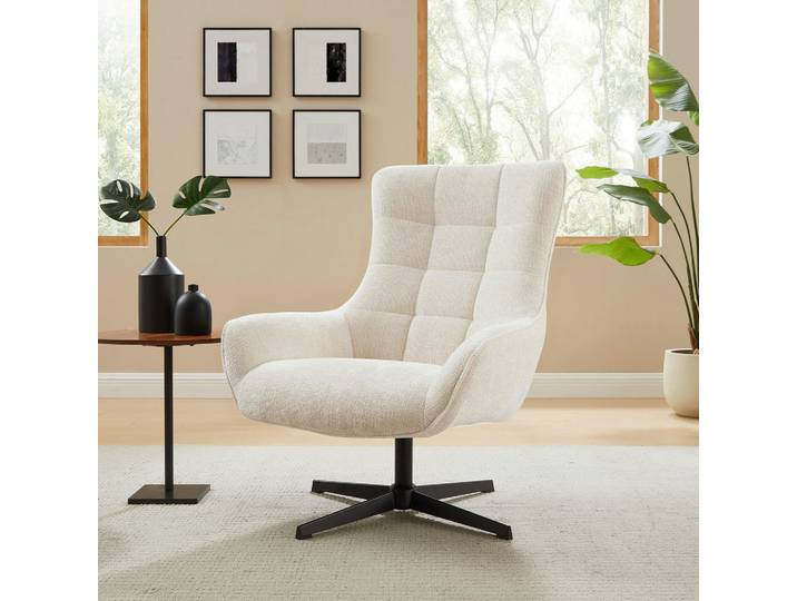 Livetastic Sessel, Beige, Metall, 81x103x85 cm, Sitzfläche 360° drehbar, Wohnzimmer, Sessel, Sonstige Sessel
