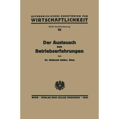 Der Austausch von Betriebserfahrungen, Taschenbuch von Boller Boller, Springer Wien, 978-3-7091-9570-3