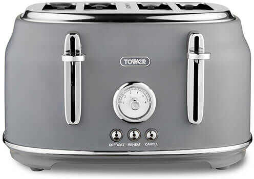 Tower Renaissance 4 Slice Toaster Grey