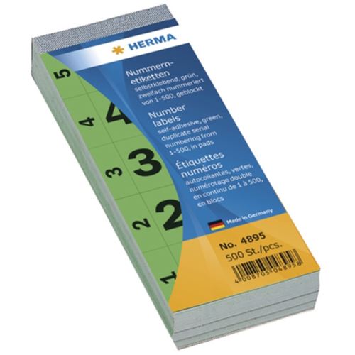 Herma 4895 selbstklebend gruen Nummernblock-Etiketten 2.8x5.6 cm (500 Stück (1-500))
