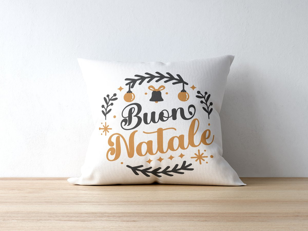 Buon Natale Kerstkrans Sierkussen - Vierkant Decoratiekussen - 40 x 40 cm