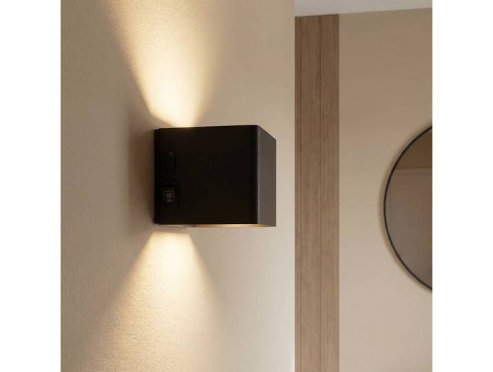 Näve Wandlampe Cube, dimmbar, schwarz, für Wohn- / Esszimmer, Metall, LED Wandleuchte, Wandlampe Innen