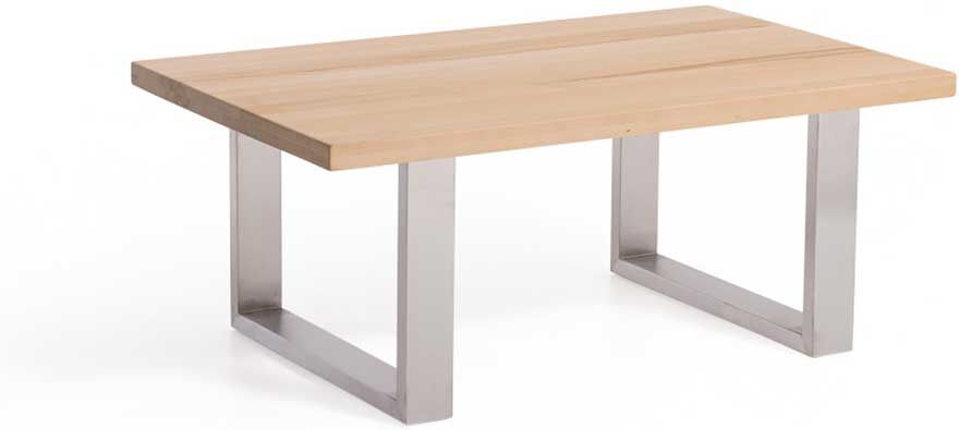 Pharao24.de Bügelgestell Couchtisch aus Kernbuche Massivholz Edelstahl