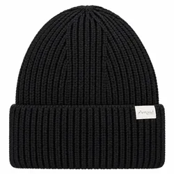 Antonio Winter Strickmütze Beanie mit Umschlag - Black