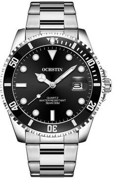 Everyday Crate OCHSTIN Executive Waterproof Luminous Steel Strap Men Watch black+silver