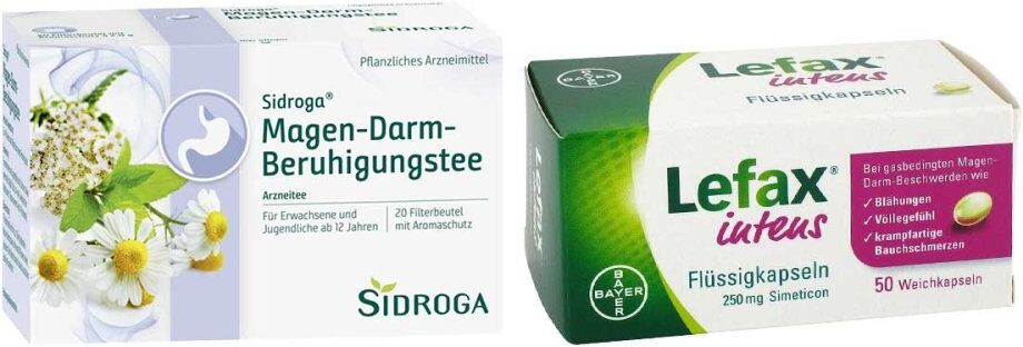 Sidroga Magen-Darm-Beruhigungstee + Lefax intens Flüssigkapseln 1Set