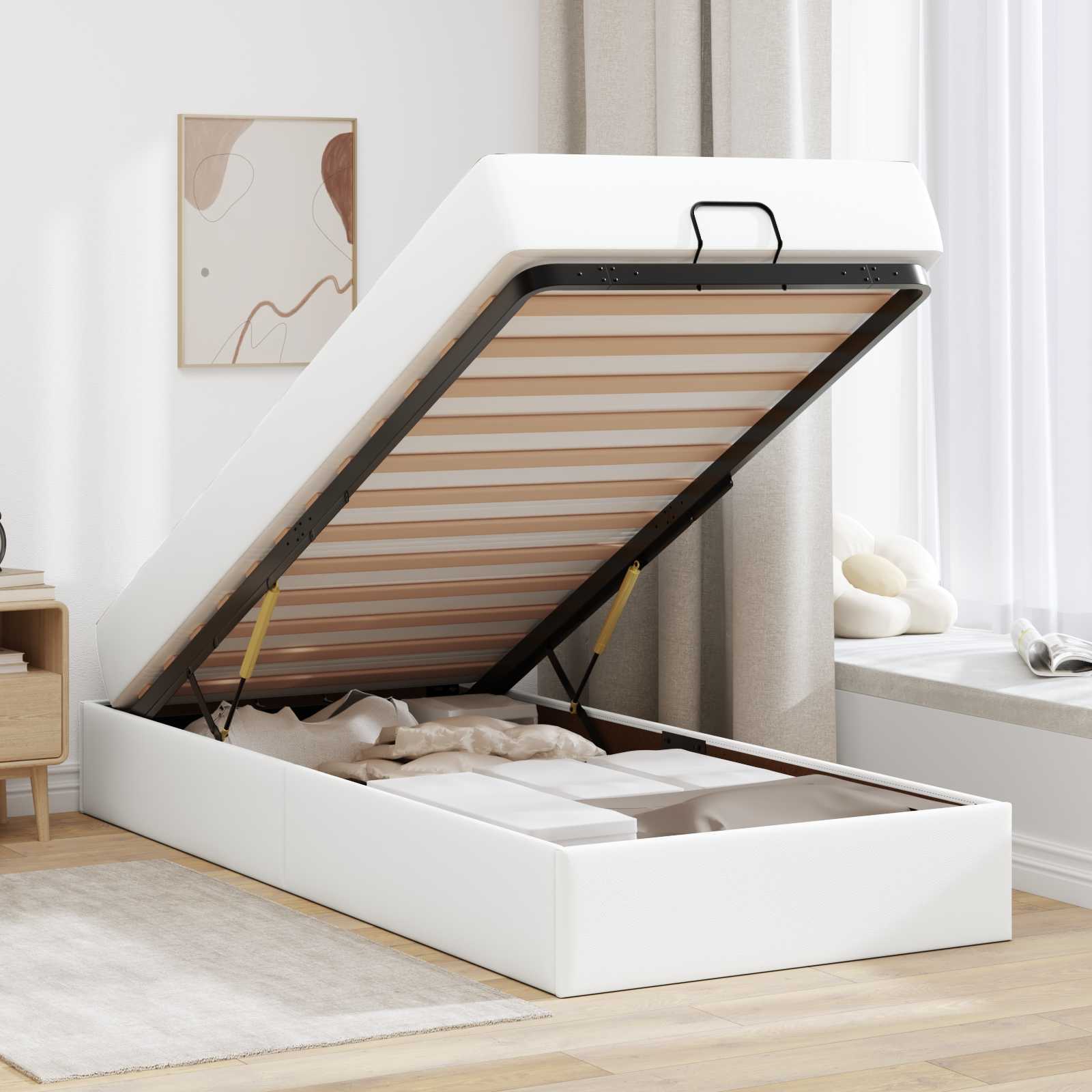 vidaXL Cadre de lit avec matelas Autre 2 pièces Blanc PVC