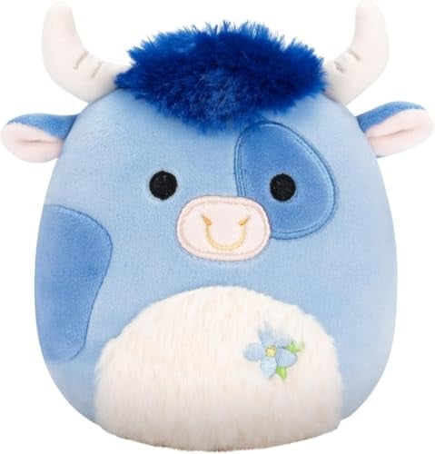 Squishmallows Bermayeh blauwe stier pluche knuffel - 17,5 cm