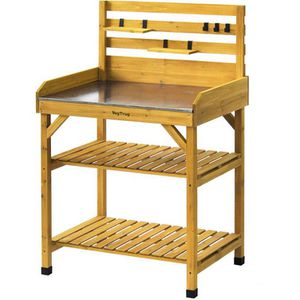 VegTrug Pflanztisch 090PT, natur, 81 x 56 x 125 cm, Holz, mit Ablageflächen