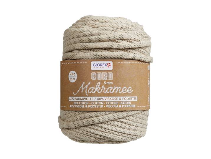 Glorex Makramee Cord Gewebt Taupe 5 mm 500 g