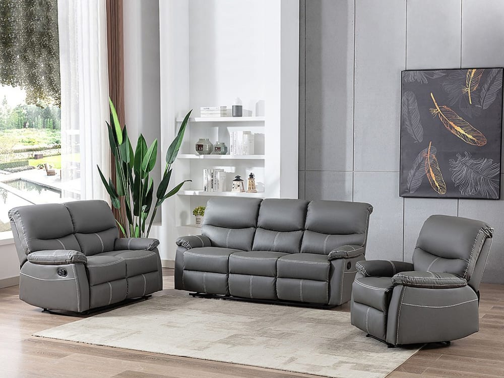 Unique Sillón relax piel sintética gris