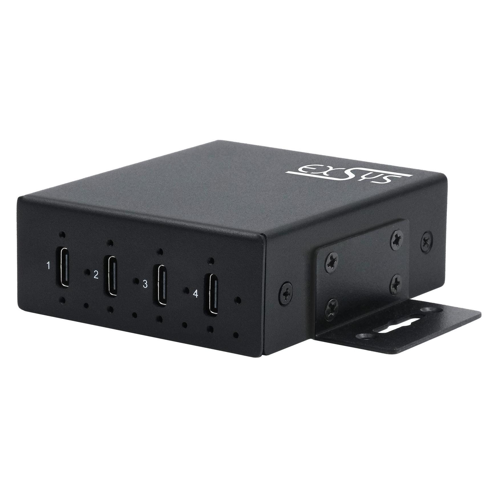 Exsys USB 3.2 HUB 4-Port Gen2x1 15KV ESD metall,f.Wand/DIN-Tail Montage (USB-C, 4 Ports) (EX-12274HMS)