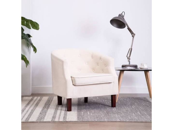 Beige Fauteuil Beige Tissu Desgin classique -{5333}