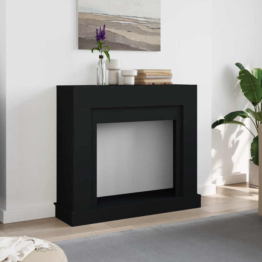vidaXL Cadre de cheminée noir 100x30x87,5 cm bois d'ingénierie