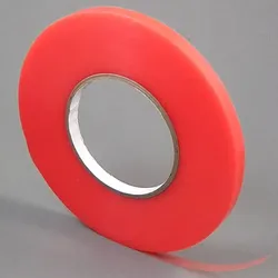 Doppelseitiges PET-Klebeband, starker Acrylatklebstoff, rote Folienabdeckung, TLM21 6 mm, PET, Papier, transparent