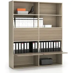 LAYERS breites Büroregal, 4 Boxen, 1582 x 400 x 1905, Eiche natur / Eiche gebeizt
