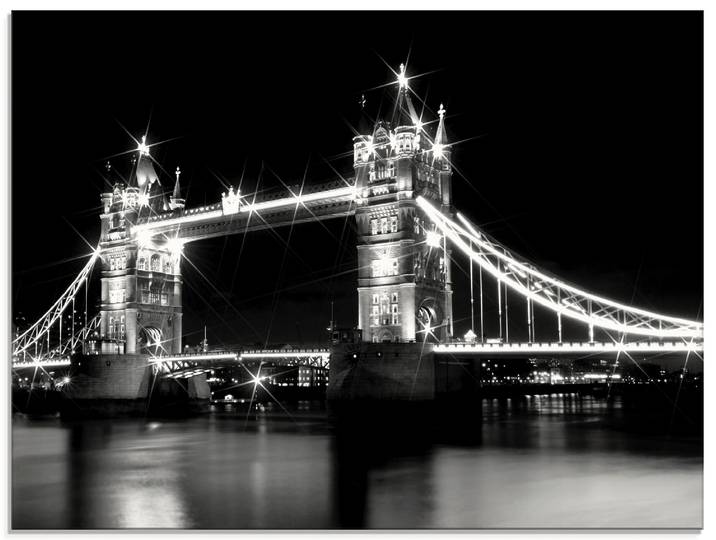 Glasbild ARTLAND Tower Bridge London , schwarz (farbe bild(er): schwarz), B:80cm H:60cm, Bilder, Glasbild, in verschiedenen Grössen