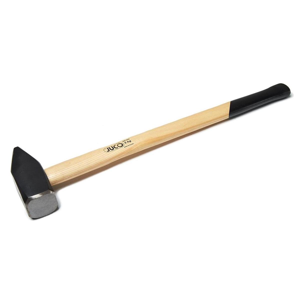 Jucon Juco Vorschlaghammer mit Holzgriff, Schmiedehammer nach DIN 1042 Norm, Profi Handwerkzeug Geschmiede (5000 g) (M2113)