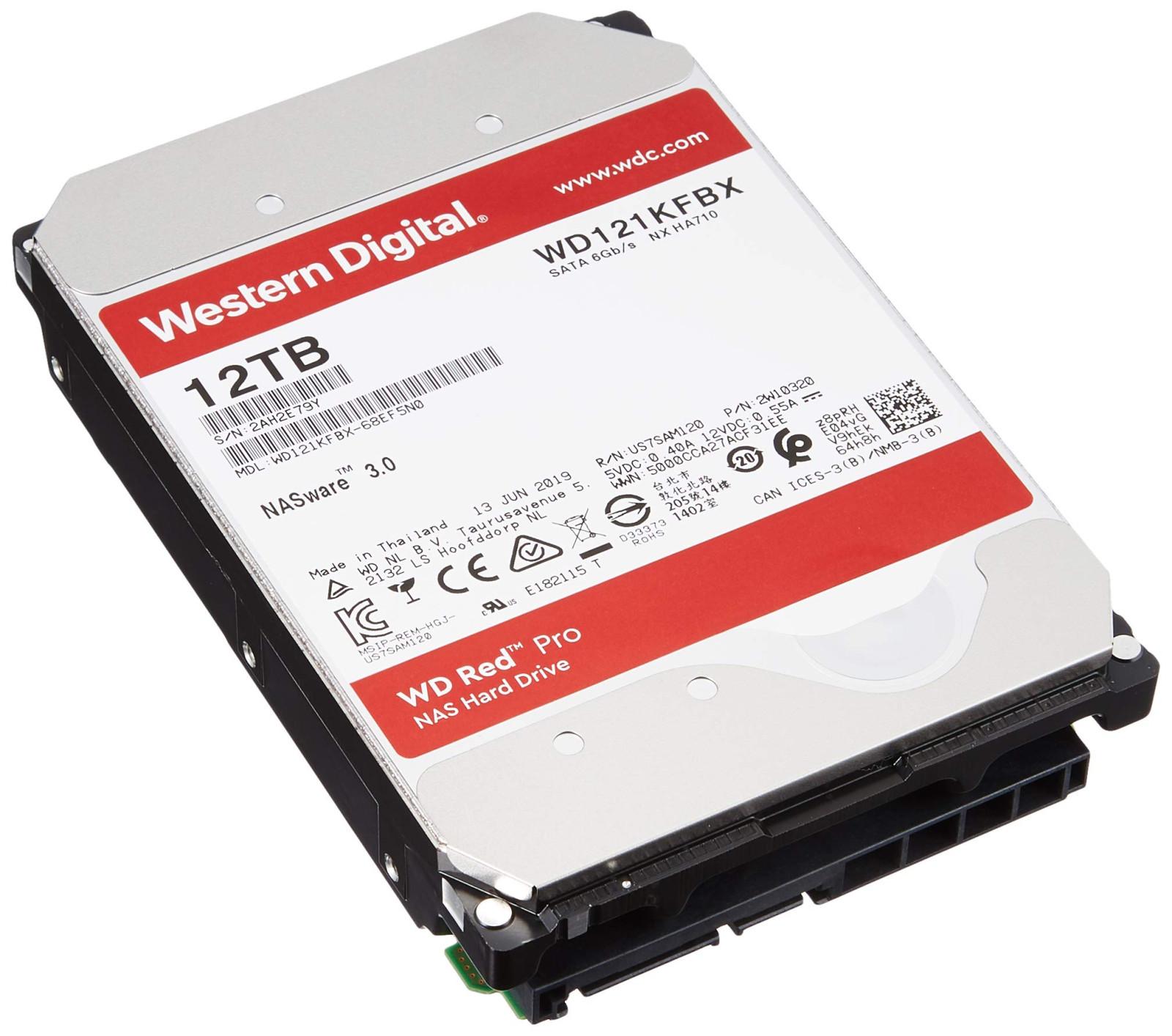Western Digital WD Red Pro Festplatte, 12 TB, SATA III, 3,5 Zoll, 7200 U/min, 512 MB Cache, für NAS-Systeme