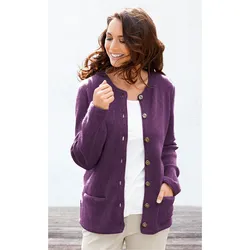 Alpaka-Strickjacke in violett in Größe 40/42 von DW-Shop, Violett, 40/42