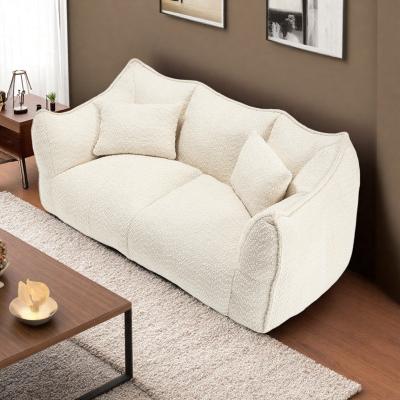 "73.2"" Chenille Square Arm 2-Seater Beanbag Sofa with High-Resilience Foam Core and Removable Cover"