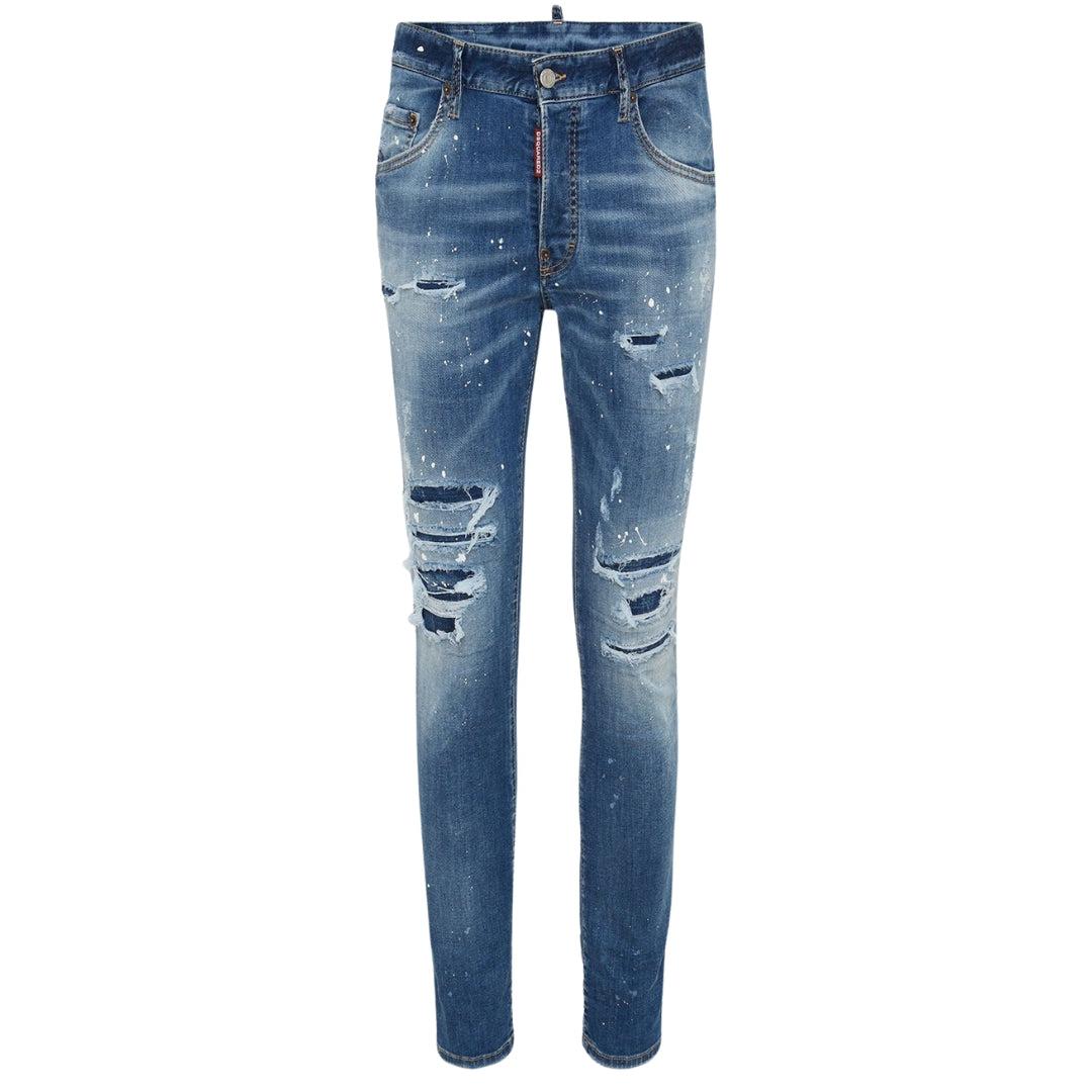 Dsquared2 Skater Jeans Met Destroyed Paint Effect, Blauwe Jeans