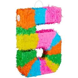Relaxdays Pinata Geburtstag Zahl Grün,Orange,Rosa