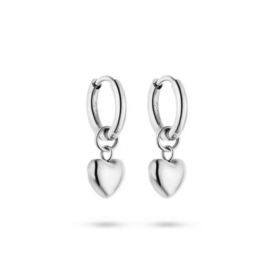 Paar Creolen TAMARIS "Edelstahl Schmuck mit abnehmbaren Herz-Einhängern Tiny Heart", edelstahlfarben, Ohrringe, Damen, 12mm, Edelstahl