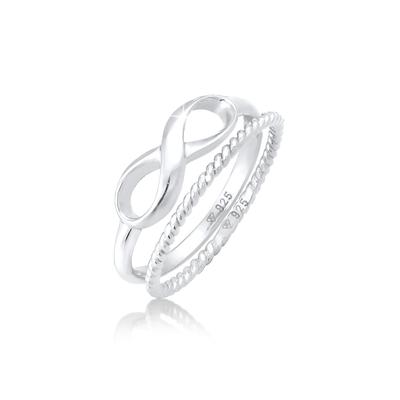 Ring-Set ELLI "Ring Infinity Bandring Gedreht Stapelring Set 925 Silber" Gr. 54, silber, Fingerringe, Damen, 54, ohne Stein, Silber 925 (Sterlingsilber), 5mm