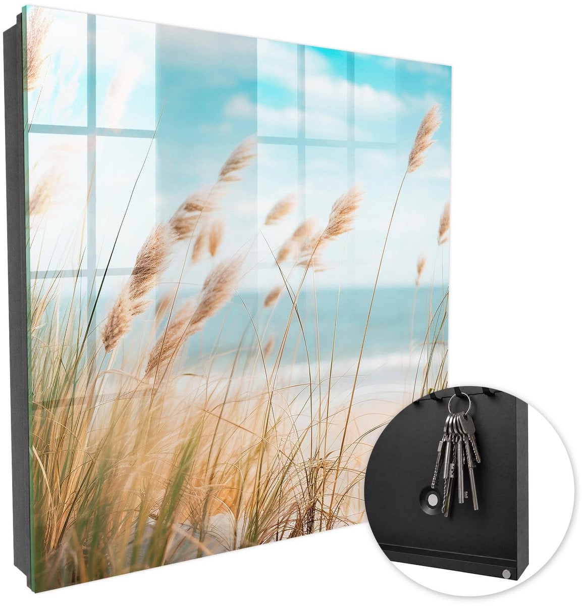 Coloray Sleutelbox met 50 haken - Turkoois - B/D/H: 30 x 30 x 5 cm